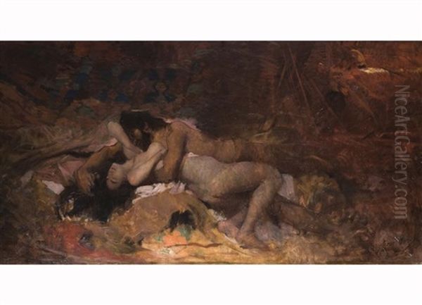 Satyr Und Nymphe Oil Painting by Aime Nicolas Morot