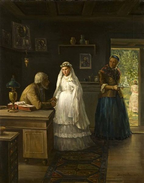 Before The Wedding Oil Painting by Aleksndr Ivanovich Morozov