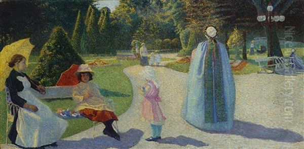 A L'harmonie (jardin Public) Oil Painting by George Morren