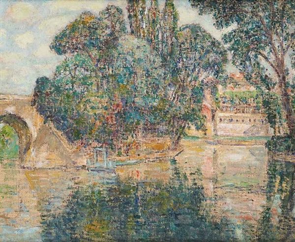 Les Iles A Poissy Oil Painting by George Morren