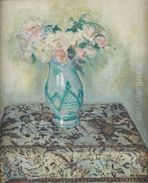 Roses Epanouies Oil Painting by George Morren