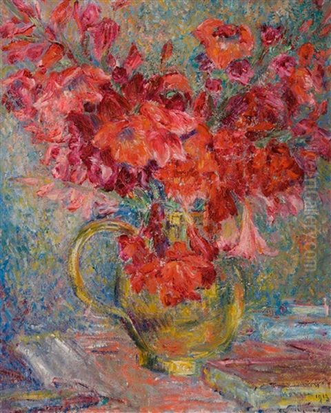 Nature Morte Aux Fleurs Oil Painting by George Morren