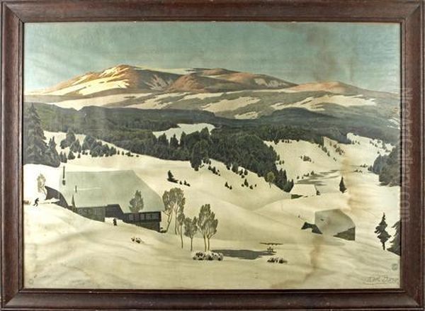 Alpine Landscape Oil Painting by Karl Biese