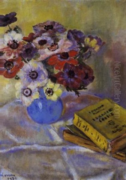 Bouquet D'anemones Oil Painting by George Morren