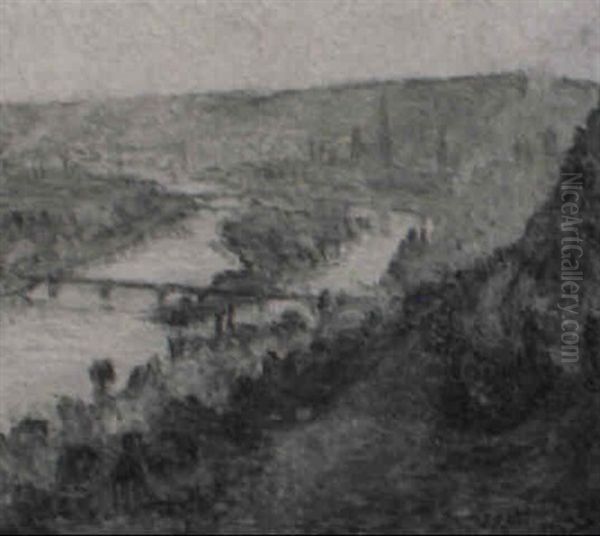 Le Fleuve Dans La Vallee, Rouen Oil Painting by George Morren