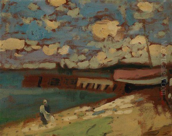 Figure Walking Along The Shore Oil Painting by James Wilson Morrice