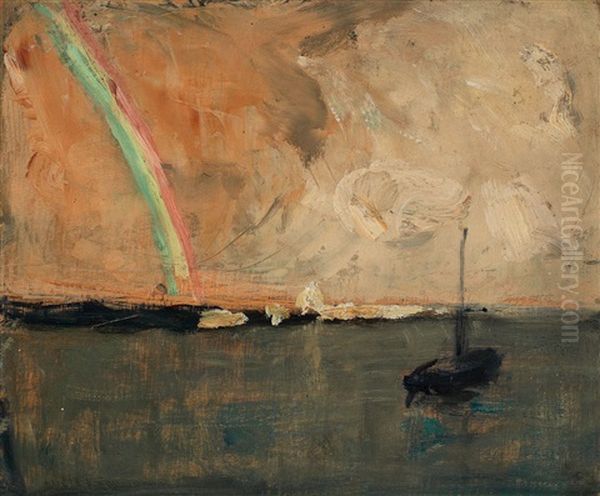 Coastal Scene With Rainbow Oil Painting by James Wilson Morrice