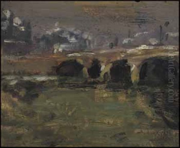 Pont Sur La Seine, Paris Oil Painting by James Wilson Morrice