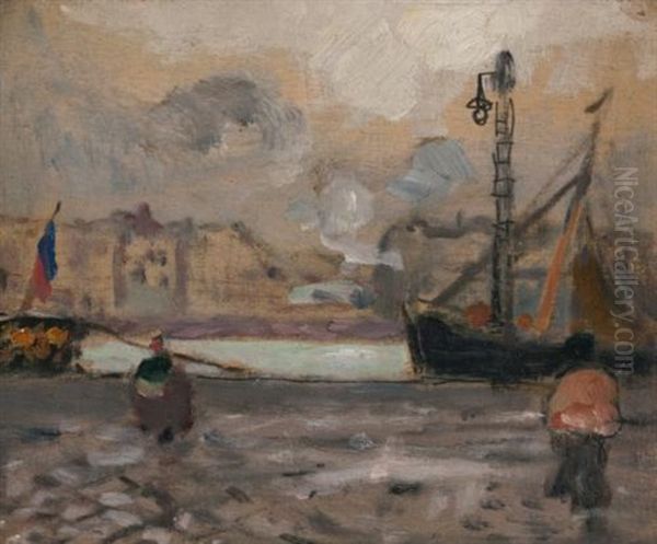 Port Scene, France Oil Painting by James Wilson Morrice