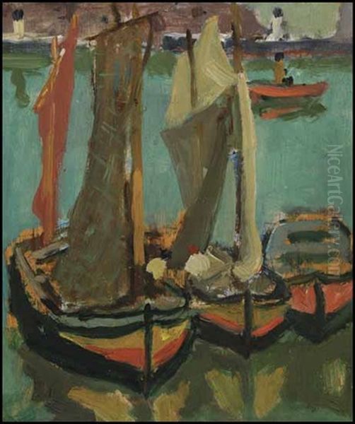 Boats In The Harbor Oil Painting by James Wilson Morrice