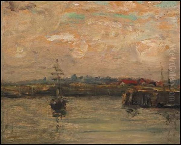 Ship In The Harbor Oil Painting by James Wilson Morrice