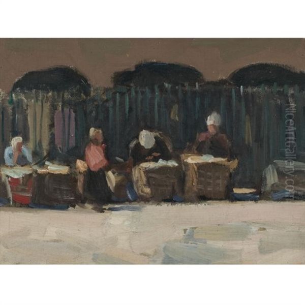 Market Scene, St. Malo, Brittany Oil Painting by James Wilson Morrice