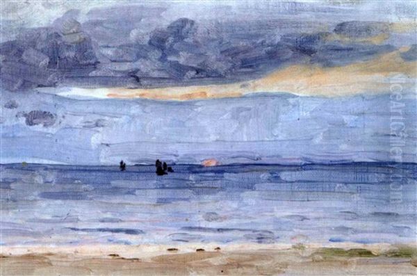 Coucher De Soleil, Manche (channel Coast) Oil Painting by James Wilson Morrice