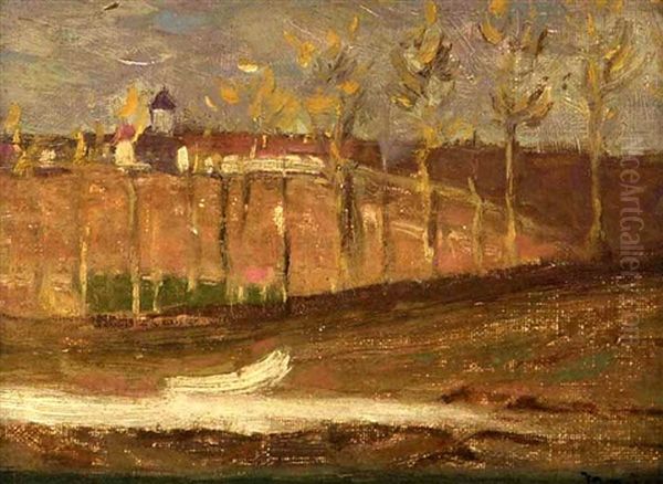 Rural Landscape With Village On The Horizon Oil Painting by James Wilson Morrice