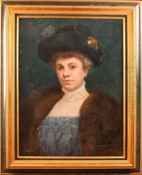 Portrait De Dame Oil Painting by Marie-Gabriel Biessy