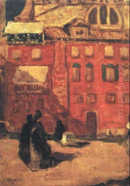 Red Houses, Venice Oil Painting by James Wilson Morrice