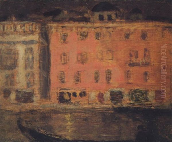 Venetian Canal Scene With A Gondolier In The Foreground by James Wilson Morrice