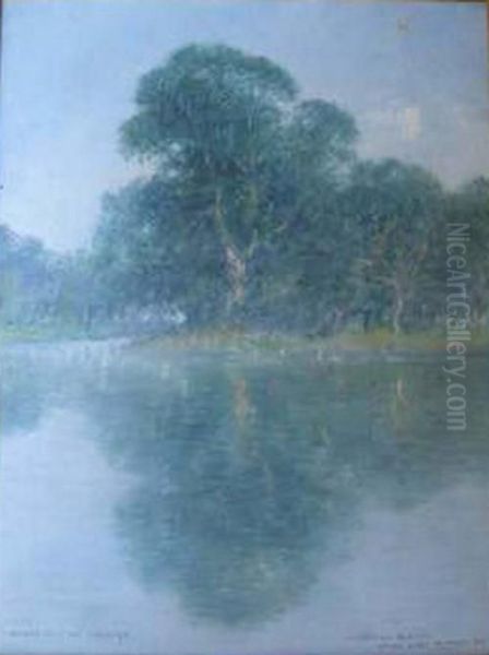 Lagos De Palermo Buenos Aires Oil Painting by Marie-Gabriel Biessy