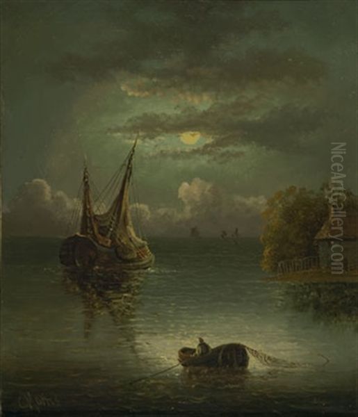 Mondnacht Am Meer Oil Painting by Charles Greville Morris