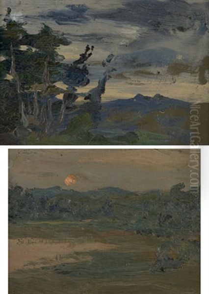 Morning (+ Evening; 2 Works) Oil Painting by Edmund Montague Morris