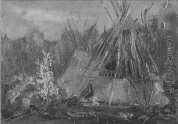 Untitled - Encampment Oil Painting by Edmund Montague Morris