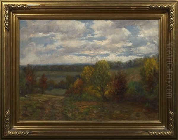 Autumnal Indiana Valley Landscape Oil Painting by Ellwood Morris