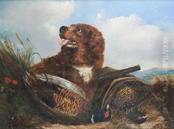 A Spaniel With Dead Game Oil Painting by John W. Morris