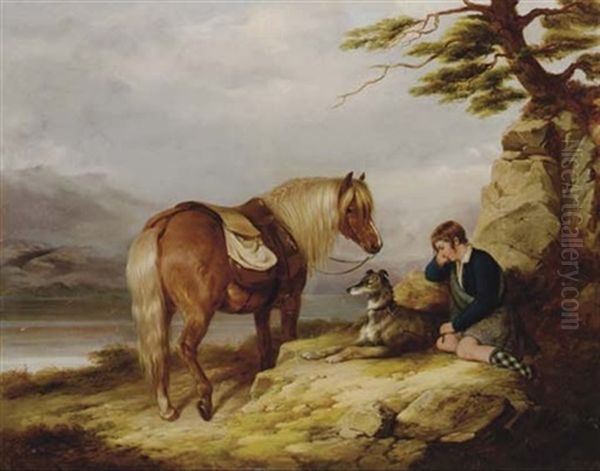 A Highland Reverie Oil Painting by John W. Morris