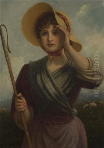 Shepherdess Oil Painting by Philip Richard Morris