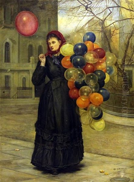 The Balloon Seller Oil Painting by Philip Richard Morris