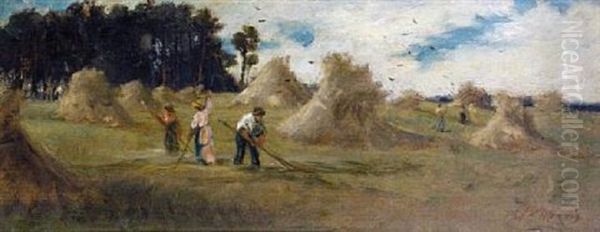 Harvest Scene Oil Painting by Philip Richard Morris