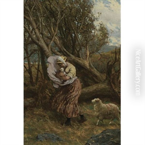 The Protective Shepherdess Oil Painting by Philip Richard Morris