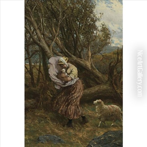 The Protective Shepherdess Oil Painting by Philip Richard Morris