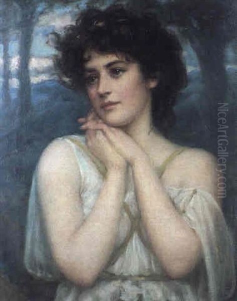 A Classical Maiden Oil Painting by Philip Richard Morris