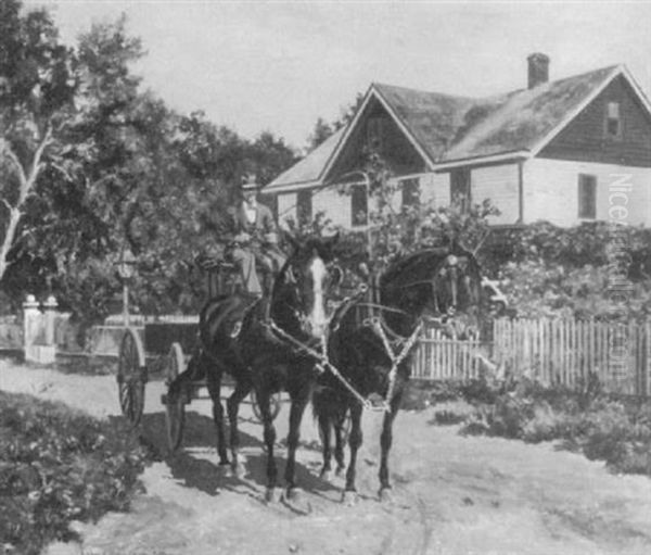 Portrait Of Charles Todd In A Horse-drawn Wagon Oil Painting by William Bright Morris