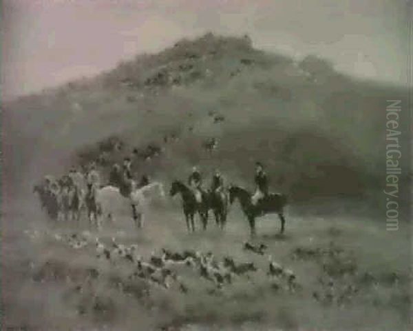 The Starting Of The Hunt, Bellaford Tor Oil Painting by William Sidney Morrish