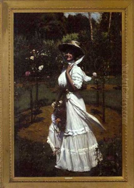 Strolling Through The Roses Oil Painting by Robert Edward Morrison