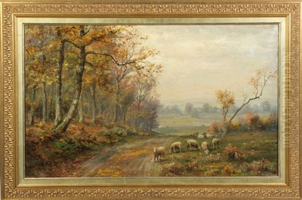 Landscape With Sheep Oil Painting by Jonathan Bradley Morse