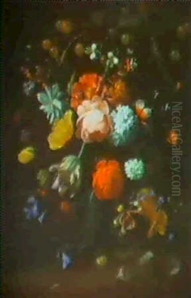 A Still Life With A Spray Of Flowers Oil Painting by Jan Mortel