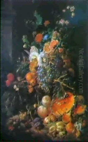 Blumen Und Fruchte Stilleben Oil Painting by Jan Mortel