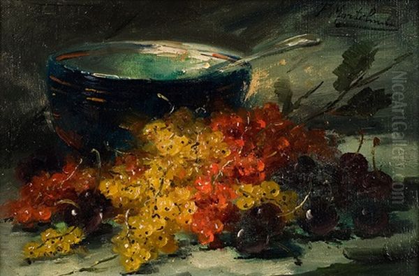 Nature Morte Aux Petites Myrtilles Oil Painting by Frans Mortelmans