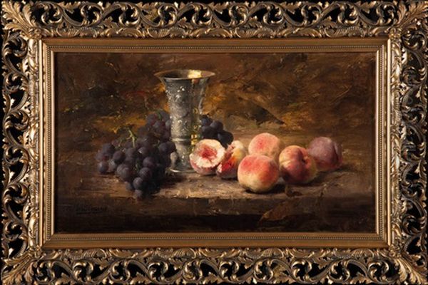 Nature Morte Aux Peches Et Aux Raisins Oil Painting by Frans Mortelmans