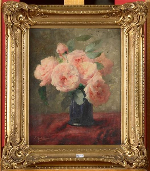 Vase De Roses Oil Painting by Frans Mortelmans