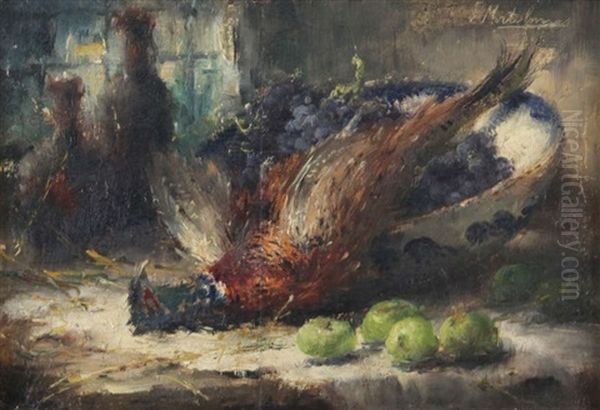 Nature Morte De Cuisine Avec Faisan Oil Painting by Frans Mortelmans