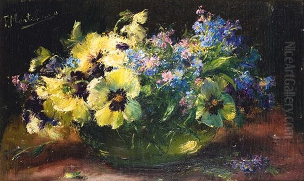 Petit Pot De Violettes Oil Painting by Frans Mortelmans