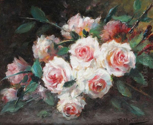 Buisson De Roses Oil Painting by Frans Mortelmans