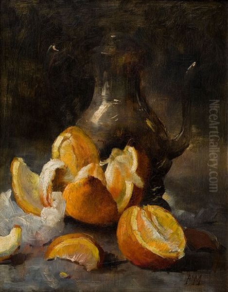 Nature Morte A La Theiere Et Aux Oranges Oil Painting by Frans Mortelmans