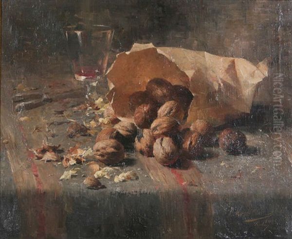 Nature Morte Aux Noix Oil Painting by Frans Mortelmans