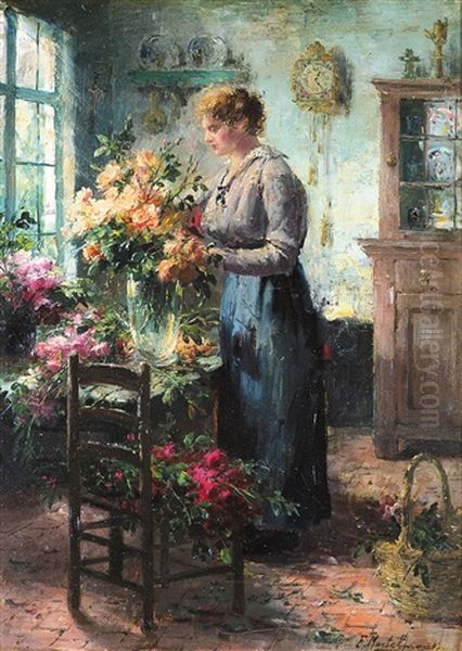 Bloemen Schikken Oil Painting by Frans Mortelmans