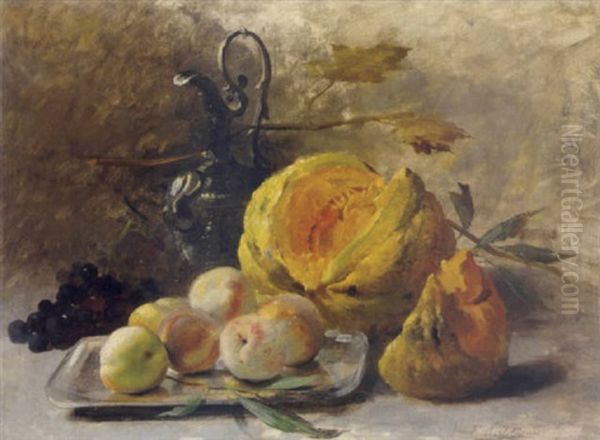 Stilleben Mit Apfeln Und Melone Oil Painting by Frans Mortelmans